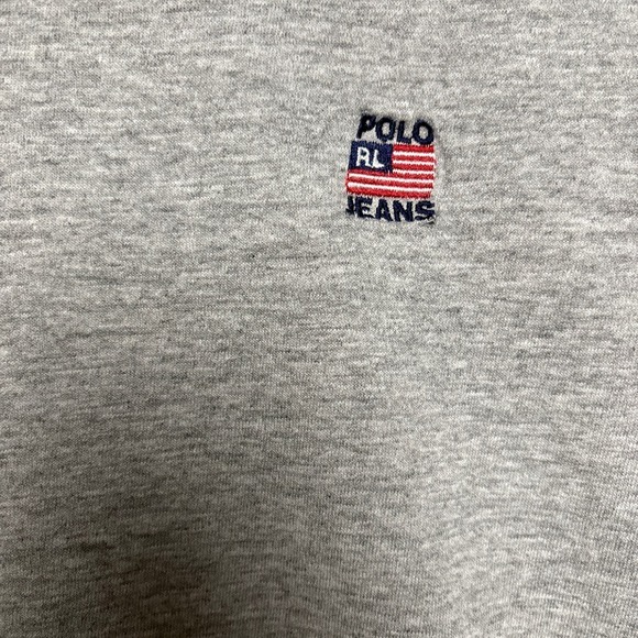 Polo Ralph LaurenJeans Co. TShirt Ringer Crew Neck USA Flag Logo Gray Tee Men L - Picture 4 of 10